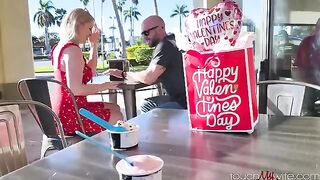 A cuckold husband watched as his wife was fucked on V-Day