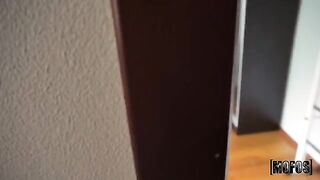 A girl saw her roommate spying on her boyfriend, so she decided to seduce him