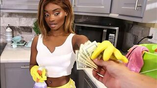 The maid came for money and got her pussy filled with cum