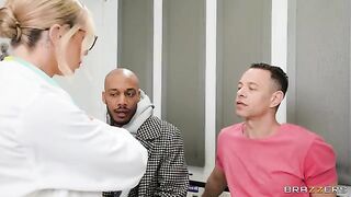 Two girls are having their way with a doctor in this hot doctor threesome scene