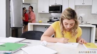 Tutor Tips & Big Natural Tits threesome