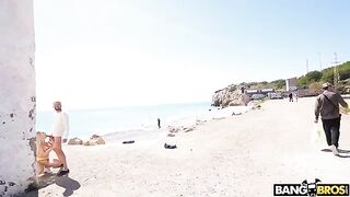 Insane anal sex on the beach with blonde babes and public exposure