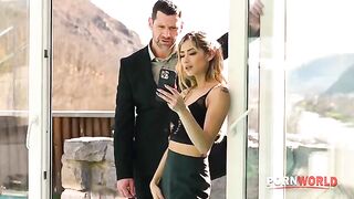 A cheating housewife Veronica Leal gets fucked by the pool guy in a DP scene