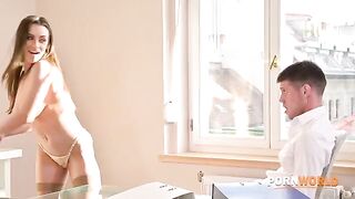 Busty boss Josephine called the employee with a big dick to her for some extra work