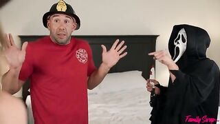 Unexpected visitors have come to the house of two young girls for a surprise