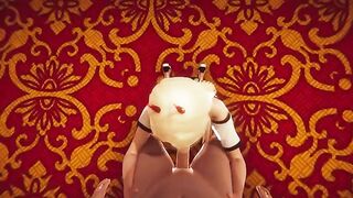 Sweet feet fuck, ass fuck and creampie in a 3D anime animation powered by passion