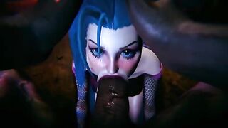 Jinx and Vi get their pussies smashed by a huge black cock in 3D action