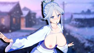 Tsurara Shirayuki gets her pussy railed in an intense 3D hentai scene