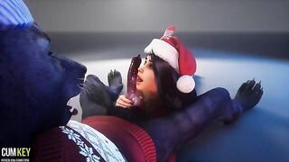 A curvy woman fucks with a werewolf in an animated 3D video