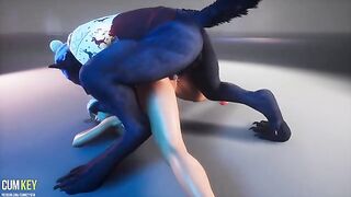 A curvy woman fucks with a werewolf in an animated 3D video