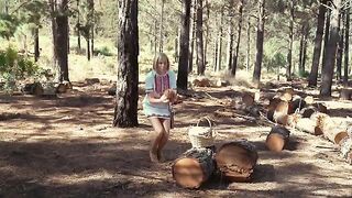 Hot outdoor sex in the forest with a vibrator