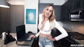 The blonde woman changed her work, now she is doing it differently