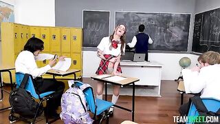The girl passed the exam thanks to her great skills in a certain intimate act