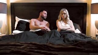 Two passionate blonids have sex on the bed