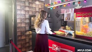 It was predictable - a guy finished in the young girl's pussy in the cinema