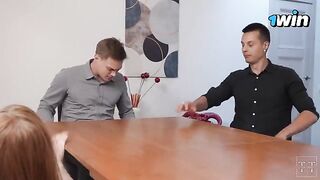 Hot slut secretary gets fucked by her boss and clients in the office