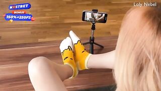 I decided to make a footjob video with my hot step sister