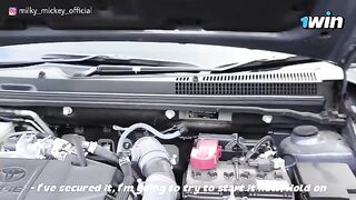 Babe fucked with a stranger who helped her fix her car