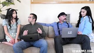 Cute girls gave us a stunning group party on the couch