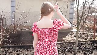 A hot blonde is always sexy in the village
