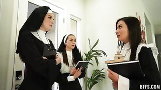 The object of all nuns' lust, a captivating cosplay four-way scene