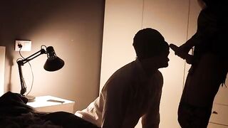 Hot Femdom action with a guy getting pegged and cumming
