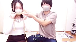 The girl was tied up with a rope and got fucked hard