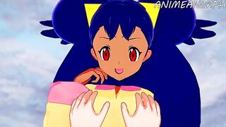 Iris, the Pokémon trainer, gets her pussy railed in an intense hentai scene