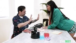 A girl is getting special treatment from her boyfriend