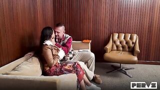 A stunning brunette took a huge dick with indifference