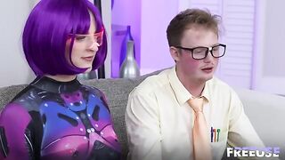 Beautiful cutesy aliens also love to lick pussy, especially on the couch
