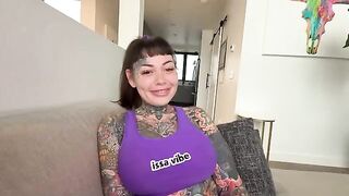 The girl with a split tongue fucks and gets creampied in POV