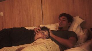 A blowjob on the bed, lazy but so deep that it shook him up