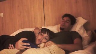 A blowjob on the bed, lazy but so deep that it shook him up