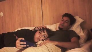 A blowjob on the bed, lazy but so deep that it shook him up