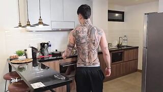 The coffee got cold while the busty mature finishing up with a young man