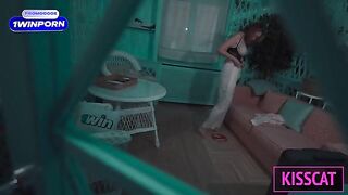 The stepson fucks his step mom in the hotel room, she screams with pleasure