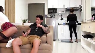The girl was silently playing, not noticing the man, who then engaged with her