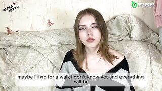 An almost naked girl is doing the remaining tasks, while a guy is trying to take her clothes off