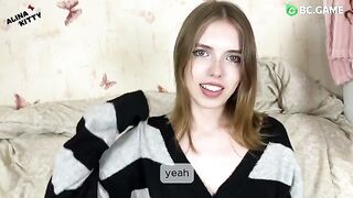 An almost naked girl is doing the remaining tasks, while a guy is trying to take her clothes off