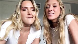 Two girls are having a good time with a guy in an intimate setting