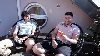 Two guys fucked the girl and smeared her face with cum