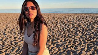 An empty beach isn't the best place for intimate moments, but this petite Latina 18-year-old disagrees
