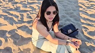 An empty beach isn't the best place for intimate moments, but this petite Latina 18-year-old disagrees