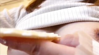 A Japanese woman demonstrates her skill in intense nipple play and solo masturbation