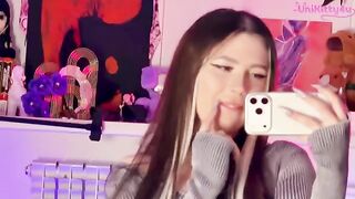 An alternative girl showed her holes to the camera and played with a dildo