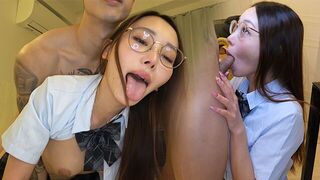 A cute Japanese schoolgirl is being fucked hard by her stepbrother