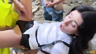 Katty West got fucked hard in her mini-skirt on the construction site