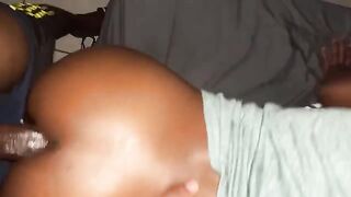 Petite ebony girl has sex with a big black guy in this hot video