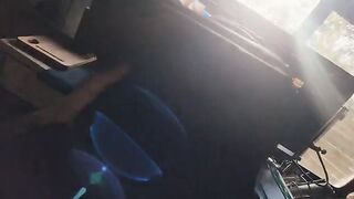 The guy was bored at work and started to play with his dick